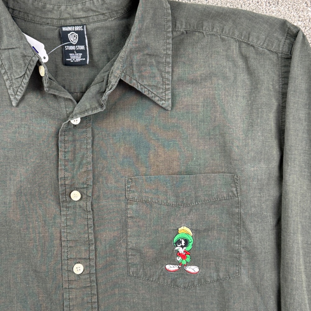 Vintage 90s Warner Bros Studio Store Marvin Martian Shirt Mens L NWOT
